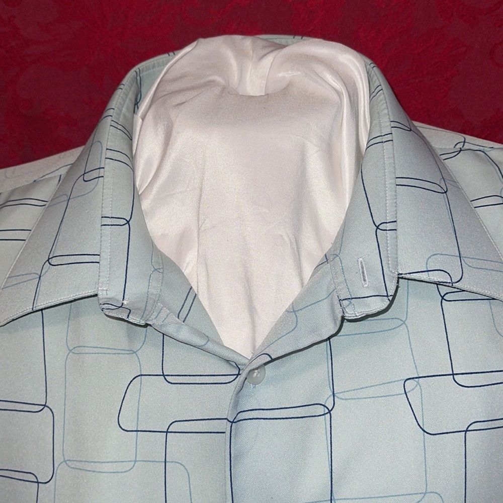 Zabriano Light Blue Mens Short Sleeve Button Down Shirt XXL‎ Rayon